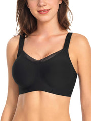 Wireless V-Neck Mesh Seamless Push-Up Bra