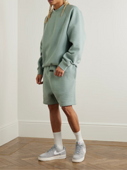 Logo-Appliquéd Wide-Leg Cotton-Blend Jersey Drawstring Shorts